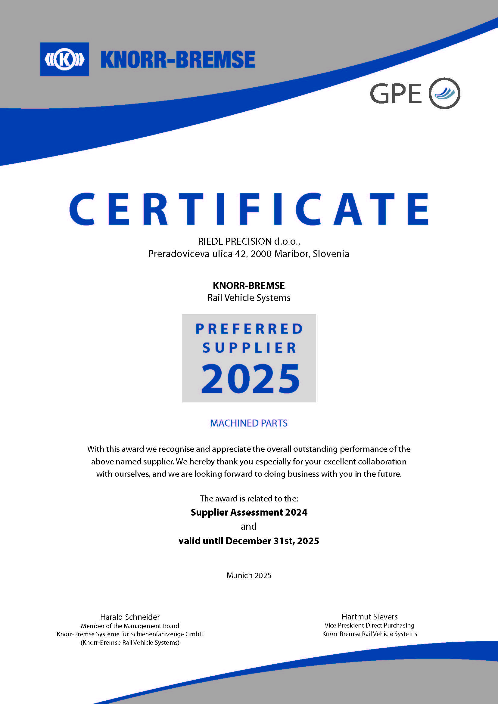 Preferred supplier 2025 - Knorr-Bremse