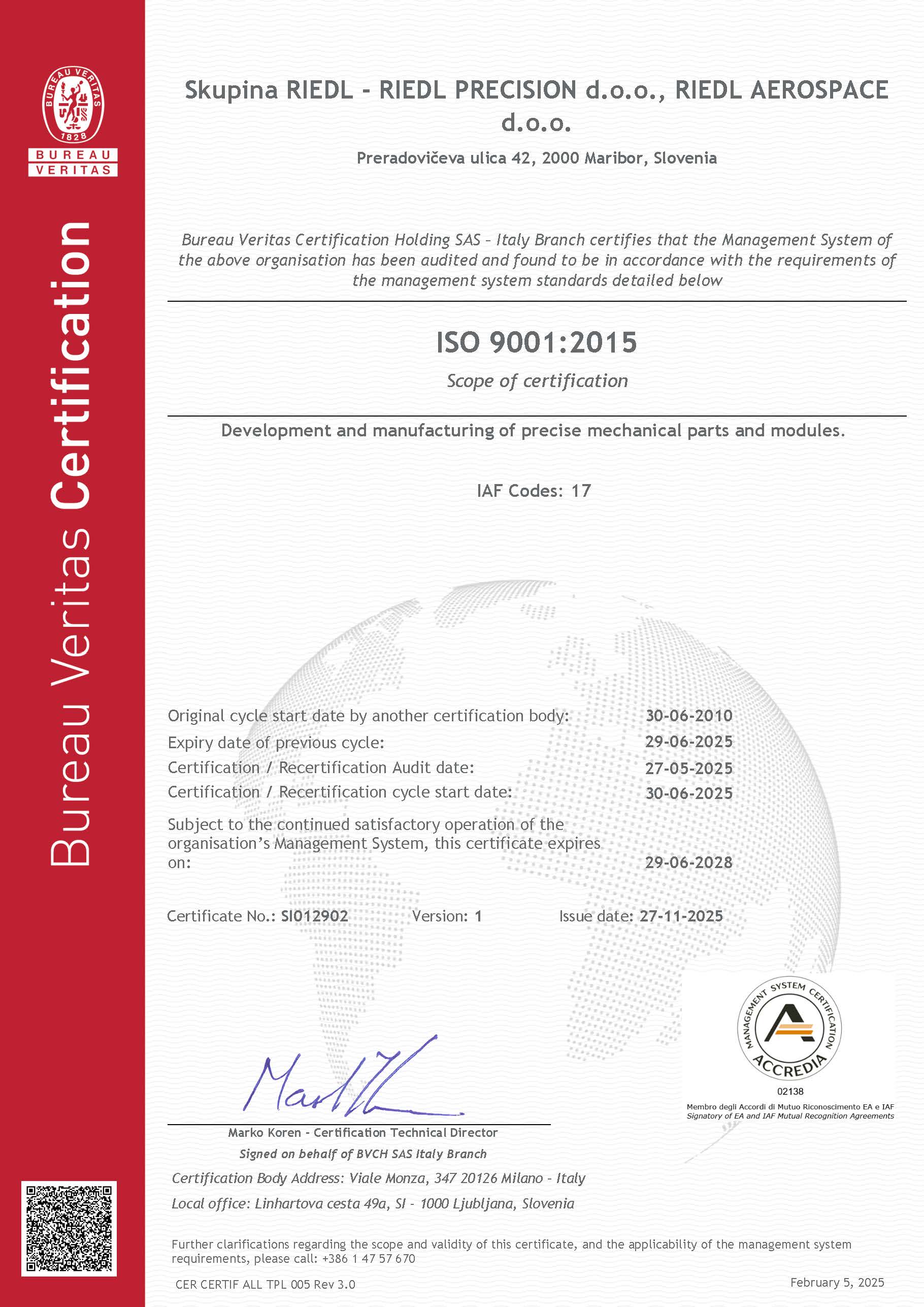 ISO 9001 Certifikat