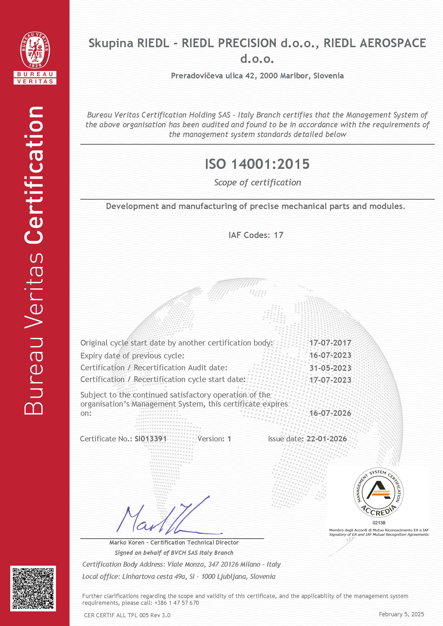 ISO 14001 Certifikat
